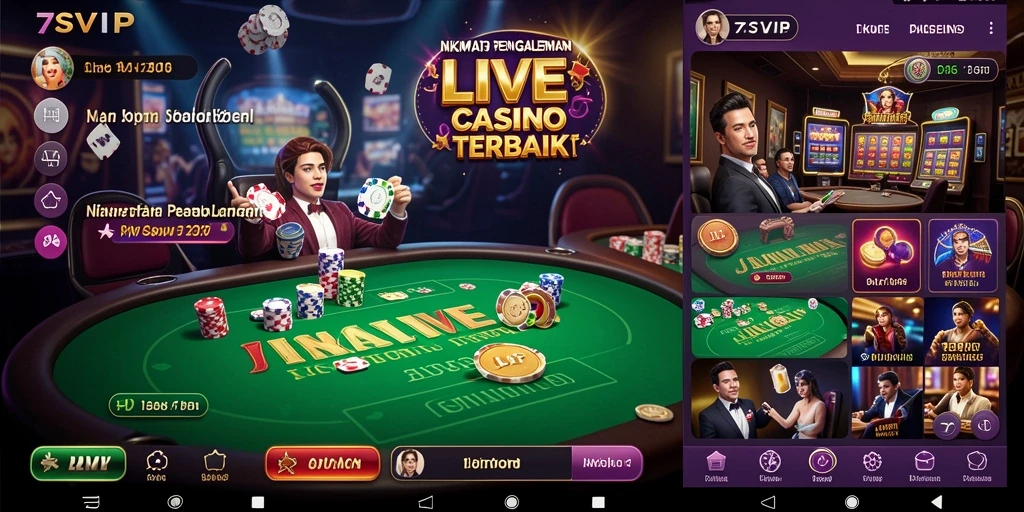 Screenshot gameplay Live Casino di 7SVIP yang menampilkan dealer profesional.
