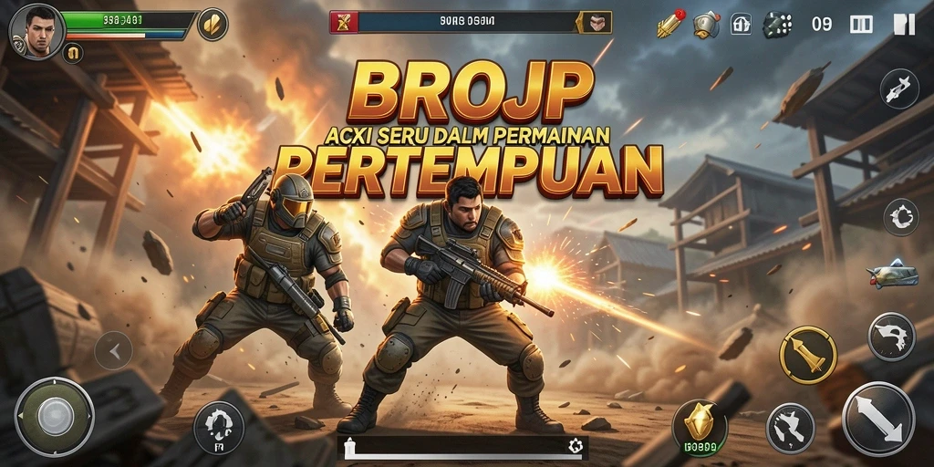 Tangkapan layar utama BROJP menunjukkan aksi pertempuran yang mendebarkan.