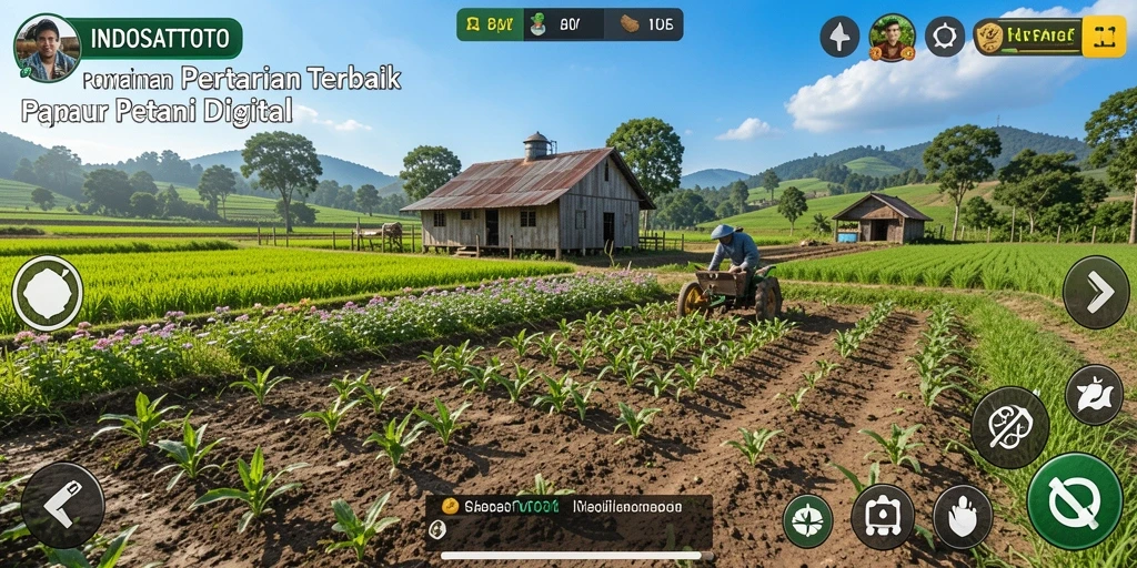 Tangkapan layar gameplay INDOSATTOTO yang menarik dengan aktivitas bertani.