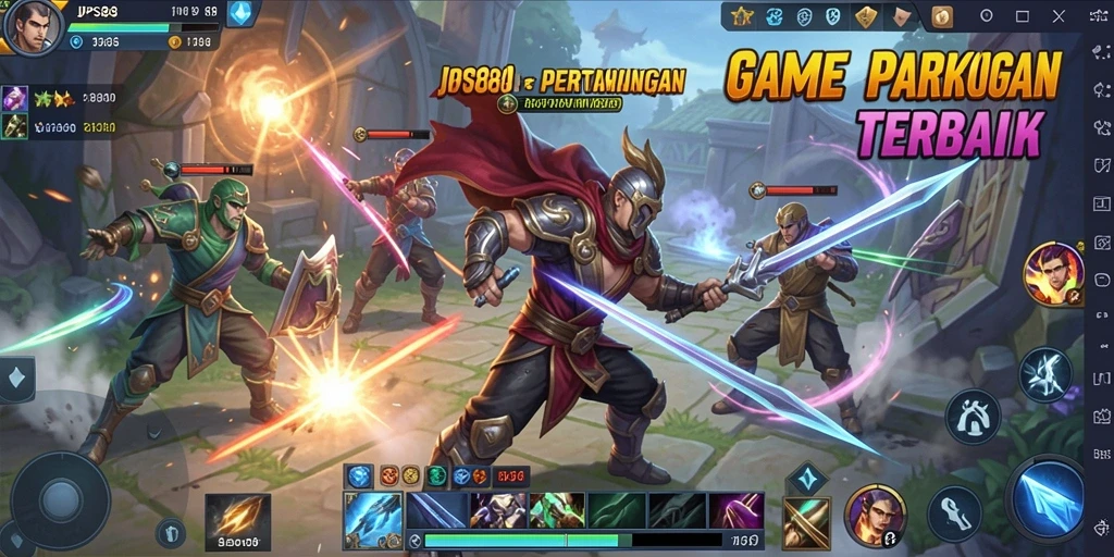 Screenshot permainan JPS88 menampilkan aksi MOBA yang intens.