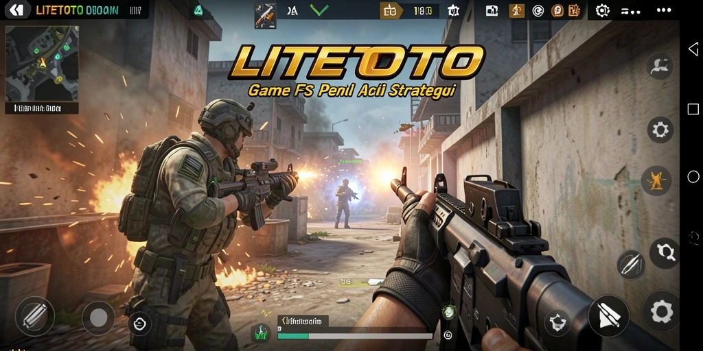 Tangkapan layar yang menunjukkan aksi gameplay LITETOTO FPS yang intens.