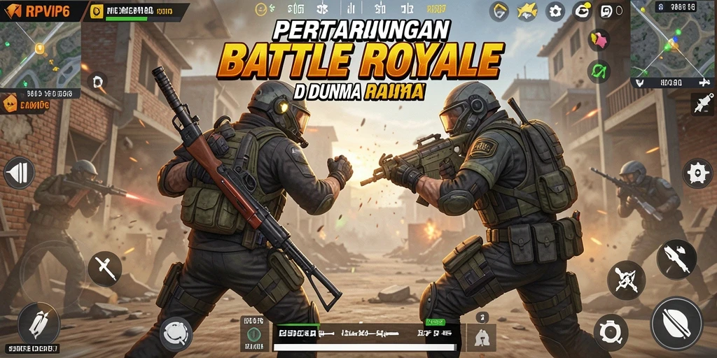 Screenshot gameplay RPVIP6 menampilkan aksi Battle Royale yang mendebarkan.