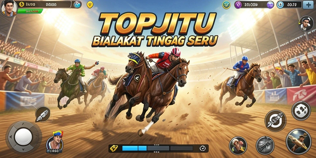 Tampilan gameplay menegangkan di <strong>TOPJITU</strong> dengan balapan yang seru dan cepat.